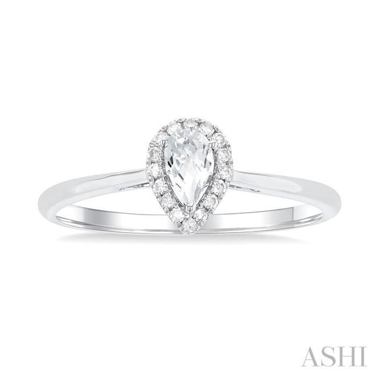 ASHI Pear Shape Gemstone & Halo Diamond Ring 41279PPFSWTWG-PR