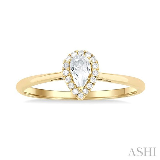 ASHI Pear Shape Gemstone & Halo Diamond Ring 41279PPFSWTYG-PR