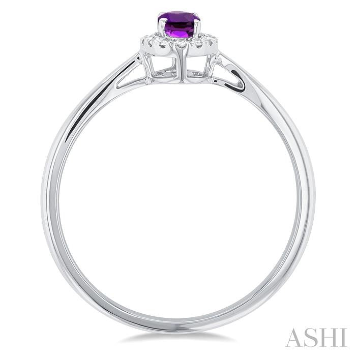 ASHI Oval Shape Gemstone & Halo Diamond Ring 41279PPTSAMWG-OV