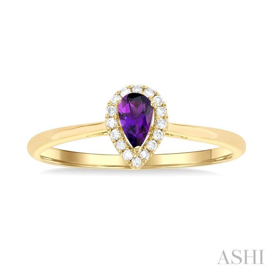 ASHI Pear Shape Gemstone & Halo Diamond Ring 41279PPTSAMYG-PR