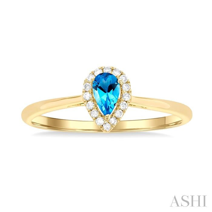 ASHI Pear Shape Gemstone & Halo Diamond Ring 41279PPTSBTYG-PR
