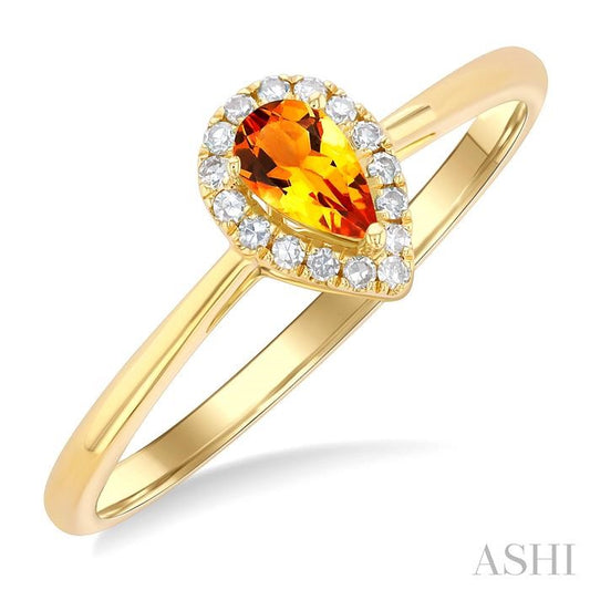 ASHI Pear Shape Gemstone & Halo Diamond Ring 41279PPTSCTYG-PR