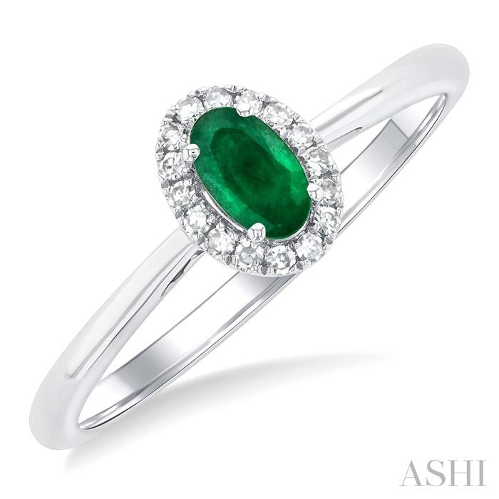 ASHI Oval Shape Gemstone & Halo Diamond Ring 41279PPTSEMWG-OV
