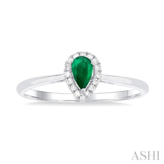 ASHI Pear Shape Gemstone & Halo Diamond Ring 41279PPTSEMWG-PR