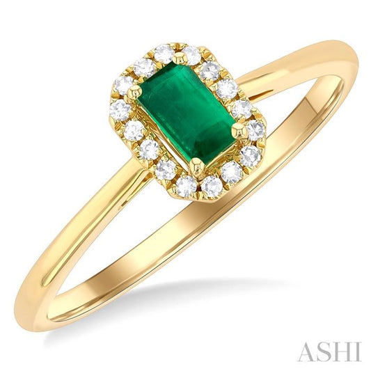 ASHI Emerald Shape Gemstone & Halo Diamond Ring 41279PPTSEMYG-OC