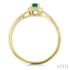 ASHI Emerald Shape Gemstone & Halo Diamond Ring 41279PPTSEMYG-OC