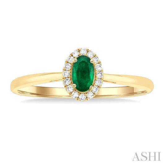 ASHI Oval Shape Gemstone & Halo Diamond Ring 41279PPTSEMYG-OV