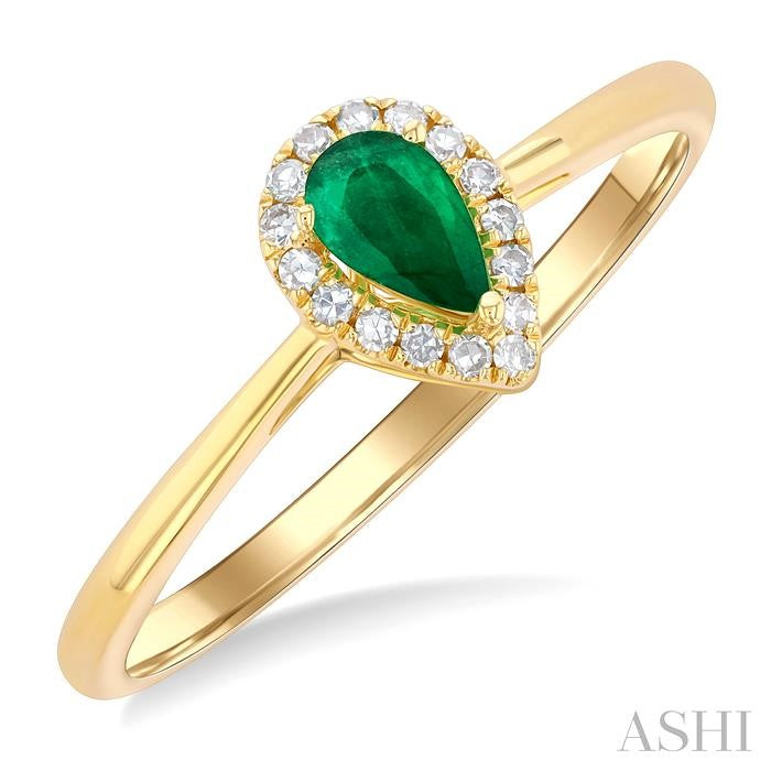 ASHI Pear Shape Gemstone & Halo Diamond Ring 41279PPTSEMYG-PR