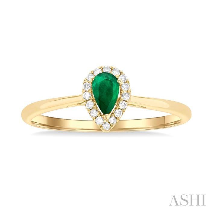 ASHI Pear Shape Gemstone & Halo Diamond Ring 41279PPTSEMYG-PR