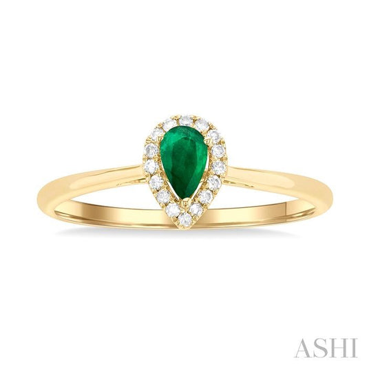 ASHI Pear Shape Gemstone & Halo Diamond Ring 41279PPTSEMYG-PR