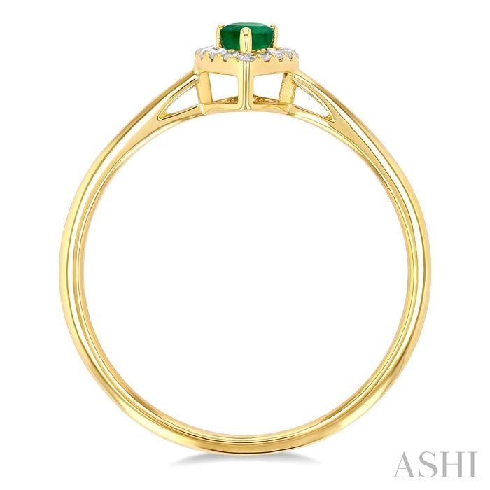 ASHI Pear Shape Gemstone & Halo Diamond Ring 41279PPTSEMYG-PR