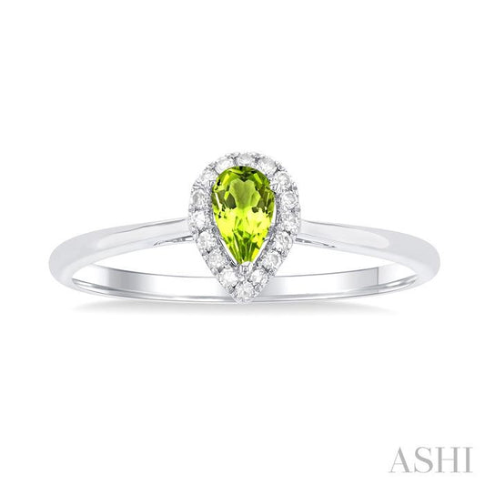 ASHI Pear Shape Gemstone & Halo Diamond Ring 41279PPTSPEWG-PR