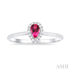 ASHI Pear Shape Gemstone & Halo Diamond Ring 41279PPTSPTWG-PR