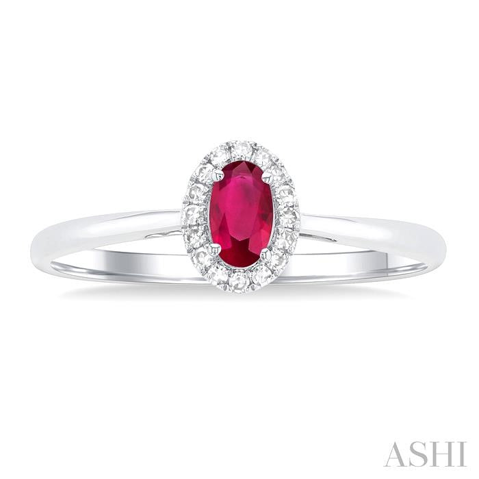 ASHI Oval Shape Gemstone & Halo Diamond Ring 41279PPTSRBWG-OV