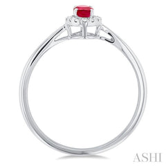 ASHI Oval Shape Gemstone & Halo Diamond Ring 41279PPTSRBWG-OV
