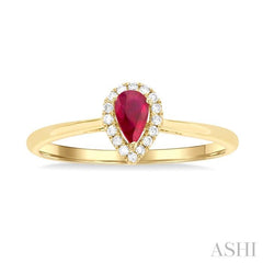 ASHI Pear Shape Gemstone & Halo Diamond Ring 41279PPTSRBYG-PR