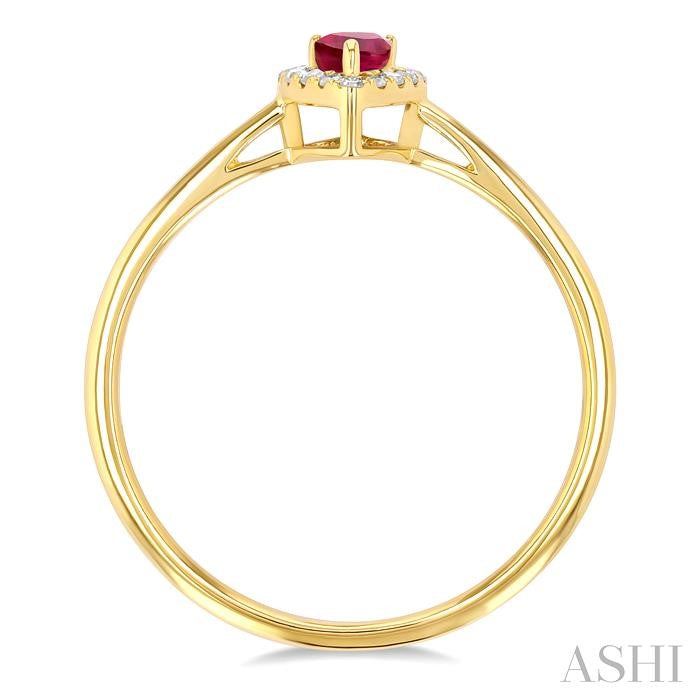 ASHI Pear Shape Gemstone & Halo Diamond Ring 41279PPTSRBYG-PR