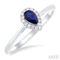 ASHI Pear Shape Gemstone & Halo Diamond Ring 41279PPTSSPWG-PR