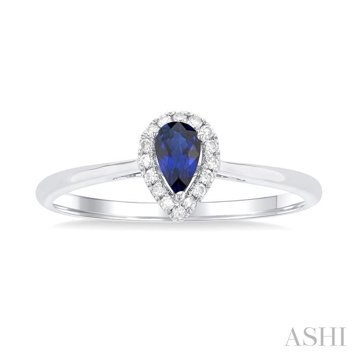 ASHI Pear Shape Gemstone & Halo Diamond Ring 41279PPTSSPWG-PR