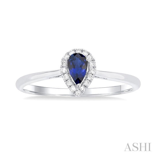 ASHI Pear Shape Gemstone & Halo Diamond Ring 41279PPTSSPWG-PR