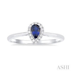 ASHI Pear Shape Gemstone & Halo Diamond Ring 41279PPTSSPWG-PR