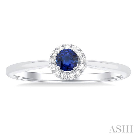 ASHI Round Shape Gemstone & Halo Diamond Ring 41279PPTSSPWG-RD
