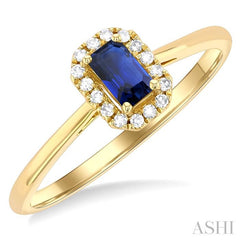 ASHI Emerald Shape Gemstone & Halo Diamond Ring 41279PPTSSPYG-OC