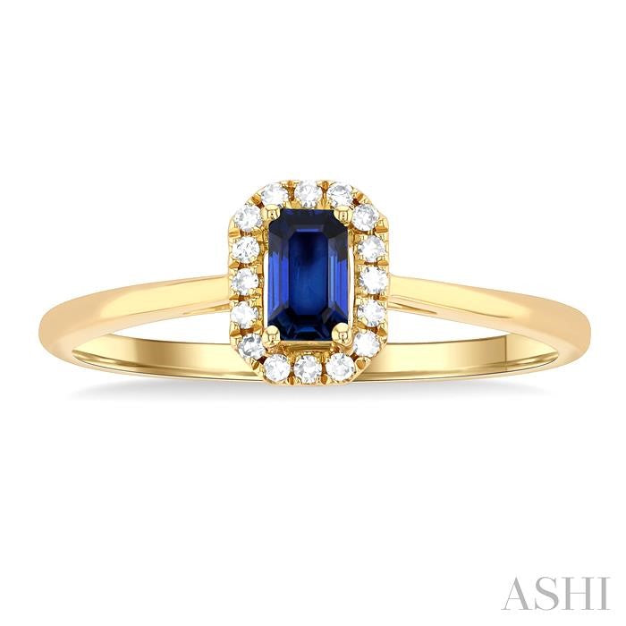 ASHI Emerald Shape Gemstone & Halo Diamond Ring 41279PPTSSPYG-OC