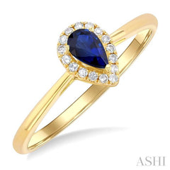 ASHI Pear Shape Gemstone & Halo Diamond Ring 41279PPTSSPYG-PR