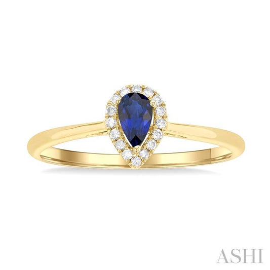 ASHI Pear Shape Gemstone & Halo Diamond Ring 41279PPTSSPYG-PR