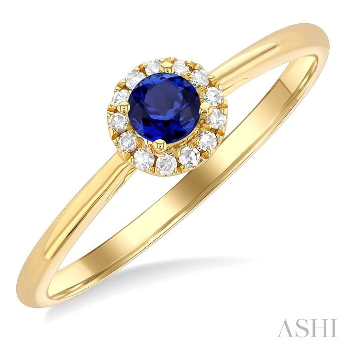 ASHI Round Shape Gemstone & Halo Diamond Ring 41279PPTSSPYG-RD