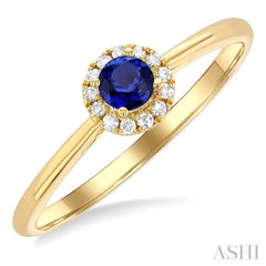 ASHI Round Shape Gemstone & Halo Diamond Ring 41279PPTSSPYG-RD