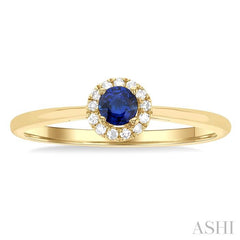 ASHI Round Shape Gemstone & Halo Diamond Ring 41279PPTSSPYG-RD
