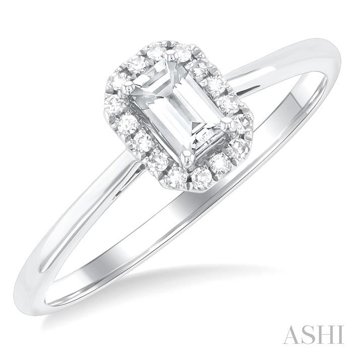 ASHI Emerald Shape Gemstone & Halo Diamond Ring 41279PPTSWTWG-OC