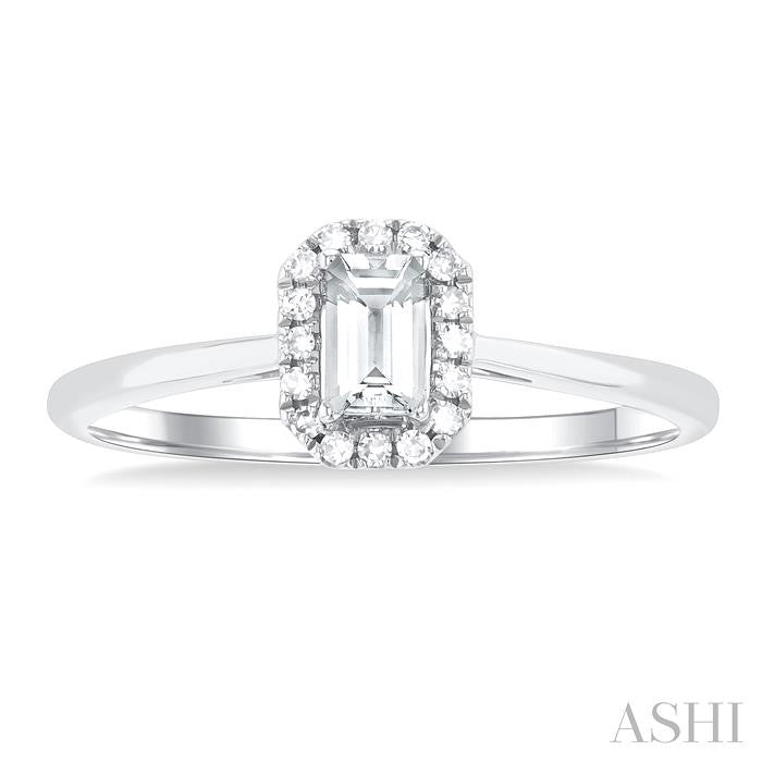 ASHI Emerald Shape Gemstone & Halo Diamond Ring 41279PPTSWTWG-OC