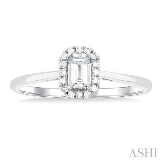 ASHI Emerald Shape Gemstone & Halo Diamond Ring 41279PPTSWTWG-OC