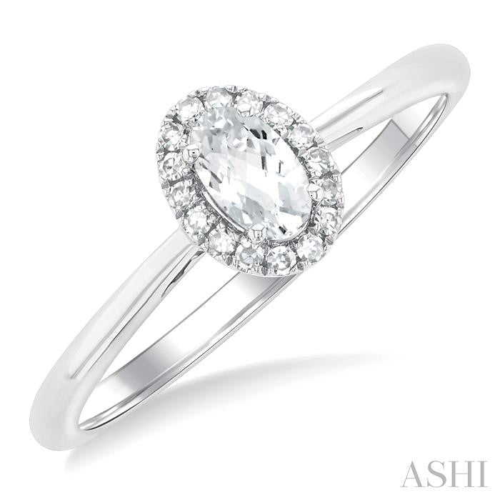 ASHI Oval Shape Gemstone & Halo Diamond Ring 41279PPTSWTWG-OV