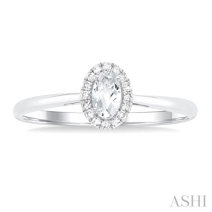 ASHI Oval Shape Gemstone & Halo Diamond Ring 41279PPTSWTWG-OV