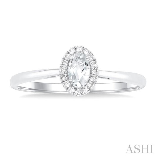 ASHI Oval Shape Gemstone & Halo Diamond Ring 41279PPTSWTWG-OV