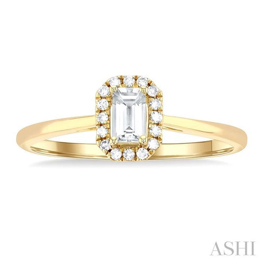 ASHI Emerald Shape Gemstone & Halo Diamond Ring 41279PPTSWTYG-OC