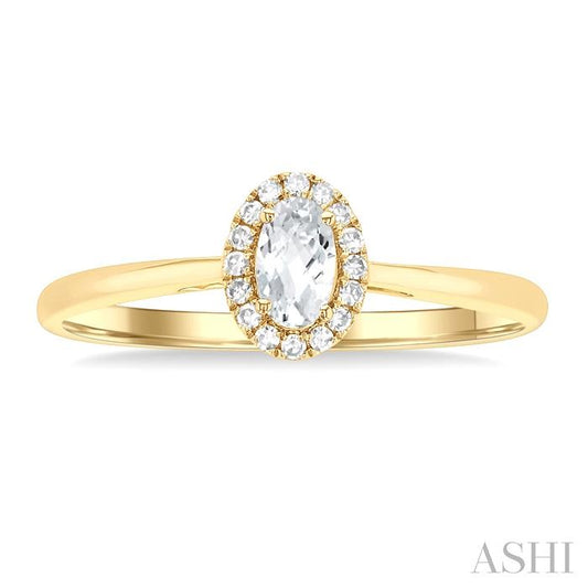 ASHI Oval Shape Gemstone & Halo Diamond Ring 41279PPTSWTYG-OV