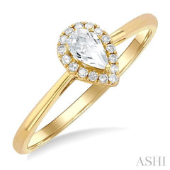 ASHI Pear Shape Gemstone & Halo Diamond Ring 41279PPTSWTYG-PR