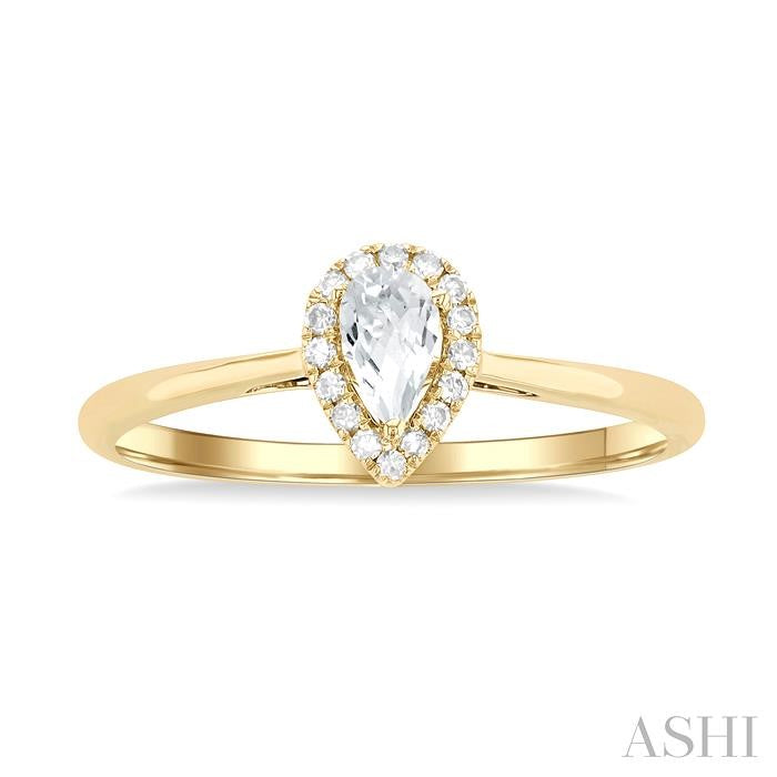 ASHI Pear Shape Gemstone & Halo Diamond Ring 41279PPTSWTYG-PR