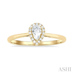 ASHI Pear Shape Gemstone & Halo Diamond Ring 41279PPTSWTYG-PR