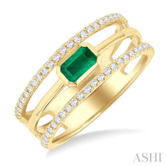 ASHI Emerald Shape East-West Gemstone & Diamond Ring 41286PPTSEMYG