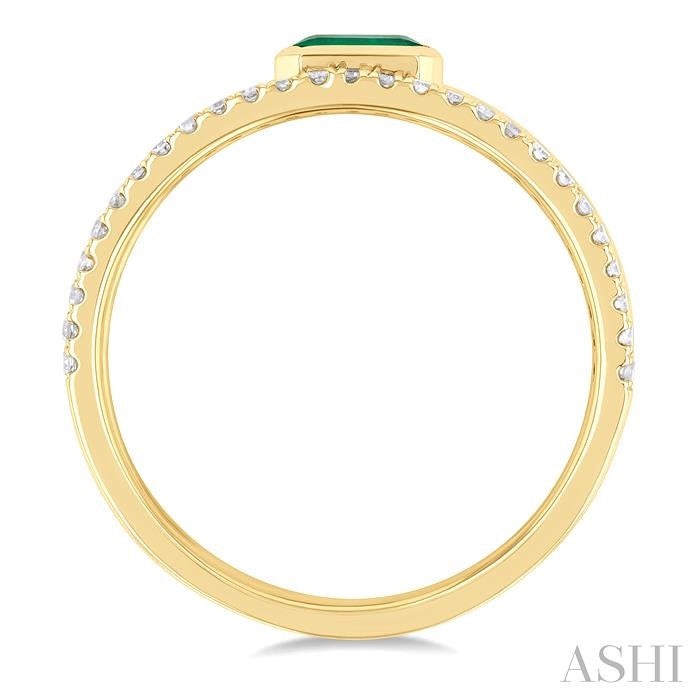 ASHI Emerald Shape East-West Gemstone & Diamond Ring 41286PPTSEMYG