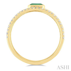 ASHI Emerald Shape East-West Gemstone & Diamond Ring 41286PPTSEMYG