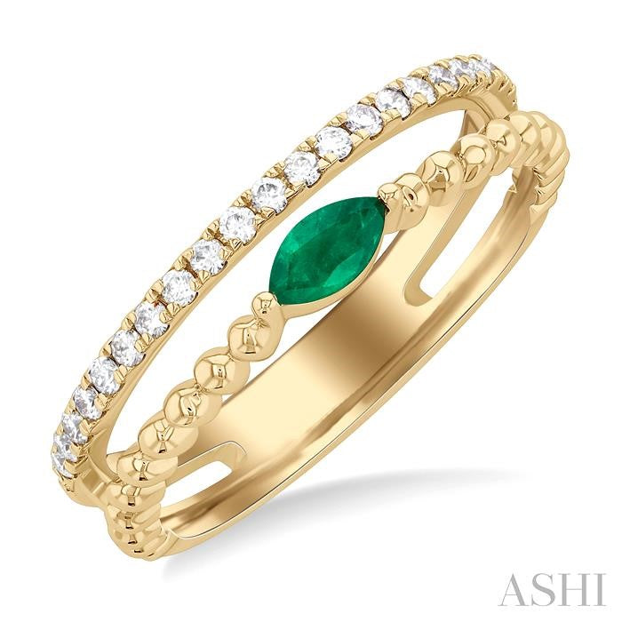 ASHI Bead Marquise Shape East-West Gemstone & Diamond Ring 41297PPTSEMYG-MQ