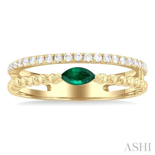ASHI Bead Marquise Shape East-West Gemstone & Diamond Ring 41297PPTSEMYG-MQ