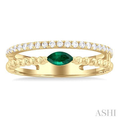 ASHI Bead Marquise Shape East-West Gemstone & Diamond Ring 41297PPTSEMYG-MQ